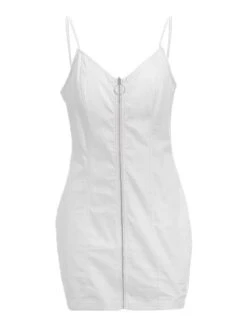 Women's Sheath Dress Mini Dress Black White Red Sleeveless Pure Color Zipper Spring Summer Spaghetti Strap Stylish Party 2022 XS S M L XL XXL 3XL -Casual Print Dress Sales acpibe1638356119793