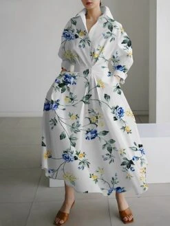 Women's Shirt Dress Casual Dress Swing Dress Maxi Long Dress Outdoor Office Daily Polyester Fashion Modern Shirt Collar Button Pocket Long Sleeve Fall Winter 2023 Loose Fit White Yellow Navy Blue 9 Women's Shirt Dress Casual Dress Swing Dress Maxi Long Dress Outdoor Office Daily Polyester Fashion Modern Shirt Collar Button Pocket Long Sleeve Fall Winter 2023 Loose Fit White Yellow Navy Blue -Casual Print Dress Sales admtfc1693294104701