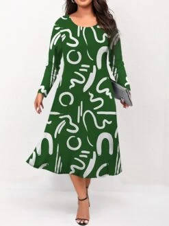Women's Plus Size Curve Casual Dress Skater Dress A Line Dress Letter Midi Dress Long Sleeve Print Crew Neck Fashion Outdoor Blue Green Fall Winter L XL XXL 3XL 4XL 7 Women's Plus Size Curve Casual Dress Skater Dress A Line Dress Letter Midi Dress Long Sleeve Print Crew Neck Fashion Outdoor Blue Green Fall Winter L XL XXL 3XL 4XL -Casual Print Dress Sales agchny1695191648343