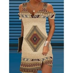 Women's Casual Dress A Line Dress Summer Dress Print Cold Shoulder Print V Neck Mini Dress Active Modern Daily Holiday Short Sleeve Regular Fit Black And White Light Yellow Black Summer Spring S M L -Casual Print Dress Sales aguwnh1683885694066