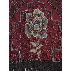 Women's Retro 1920s Fringe Dress Midi Dress Party Halloween Sequins Tassel Fringe Floral V Neck Sleeveless Regular Fit Spring Fall 2023 Black Red S M L XL -Casual Print Dress Sales aiapwd1692849482823