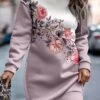 Women's Casual Dress Sweatshirt Dress Mini Dress Warm Fashion Outdoor Holiday Vacation Crew Neck Print Floral Loose Fit Pink Royal Blue Blue S M L XL XXL