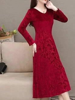 Women's Party Dress Velvet Dress Sheath Dress Knee Length Dress Black Wine Blue Long Sleeve Pure Color Velvet Fall Winter Autumn V Neck Stylish Winter Dress Vacation Fall Dress Slim 2023 M L XL XXL -Casual Print Dress Sales aivwsc1643182762460