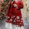 Women's Plus Size Curve Christmas Dress Casual Dress Dress Set Snowflake Midi Dress Long Sleeve Print Crew Neck Fashion Outdoor Wine Fall Winter L XL XXL 3XL 4XL