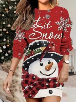 Women's Christmas Casual Dress Sweatshirt Dress Mini Dress Warm Fashion OutdoorVacation Crew Neck Print Santa Claus Snowman Loose Fit White Red Burgundy S M L XL XXL 6 Women's Christmas Casual Dress Sweatshirt Dress Mini Dress Warm Fashion OutdoorVacation Crew Neck Print Santa Claus Snowman Loose Fit White Red Burgundy S M L XL XXL -Casual Print Dress Sales akoxxt1695641799876