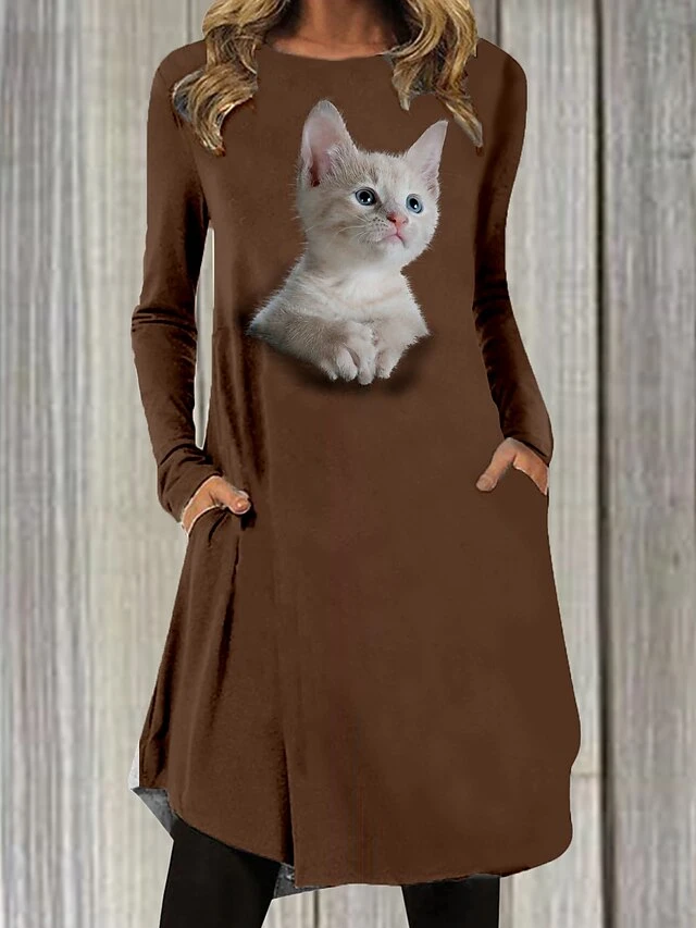 Women's Casual Dress Casual Dress T Shirt Dress Tee Dress Floral Paisley Pocket Print Crew Neck Mini Dress Fashion Outdoor Daily Long Sleeve Regular Fit Black Gray Black Wine Spring Fall S M L XL XXL 10 Women's Casual Dress Casual Dress T Shirt Dress Tee Dress Floral Paisley Pocket Print Crew Neck Mini Dress Fashion Outdoor Daily Long Sleeve Regular Fit Black Gray Black Wine Spring Fall S M L XL XXL - Image 10