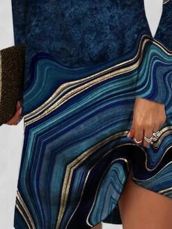 Women's Casual Dress Summer Dress Print Dress Ombre Marble Print Button Print Split Neck Mini Dress Fashion Streetwear Outdoor Daily Long Sleeve Loose Fit Light Green Pink Navy Blue Summer Spring S M -Casual Print Dress Sales altfsv1690452853013