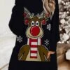 Women‘s Christmas Sweatshirt Dress Shift Dress Mini Dress Black Blue Navy Blue Long Sleeve Elk Pocket Winter Fall Autumn Crew Neck Daily Loose Fit 2022 S M L XL XXL 3XL