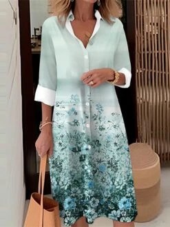 Women's Shirt Dress Casual Dress Midi Dress Outdoor Daily Date Polyester Fashion Modern Shirt Collar Button Pocket Long Sleeve Fall Winter 2023 Loose Fit Blue Purple Green Floral S M L XL 2XL 5 Women's Shirt Dress Casual Dress Midi Dress Outdoor Daily Date Polyester Fashion Modern Shirt Collar Button Pocket Long Sleeve Fall Winter 2023 Loose Fit Blue Purple Green Floral S M L XL 2XL -Casual Print Dress Sales amycnp1695103250725