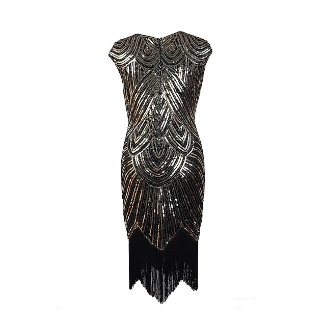 Women's Retro 1920s Fringe Dress Midi Dress Party Holiday Sequins Tassel Fringe Geometric Crewneck Short Sleeve Regular Fit Spring Fall 2023 Silver Black XS S M L 7 Women's Retro 1920s Fringe Dress Midi Dress Party Holiday Sequins Tassel Fringe Geometric Crewneck Short Sleeve Regular Fit Spring Fall 2023 Silver Black XS S M L - Image 7