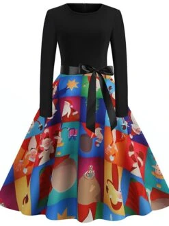 Women's Christmas Swing Dress Vintage Dress Midi Dress Green Blue Light Green Long Sleeve Santa Claus Bow Winter Fall Autumn Crew Neck Fashion Daily Date 2022 S M L XL XXL 3XL 23 Women's Christmas Swing Dress Vintage Dress Midi Dress Green Blue Light Green Long Sleeve Santa Claus Bow Winter Fall Autumn Crew Neck Fashion Daily Date 2022 S M L XL XXL 3XL -Casual Print Dress Sales anrnew1667894614476
