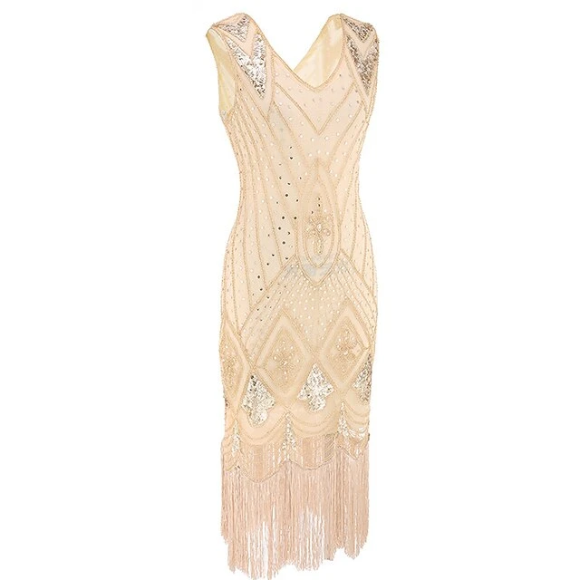 Women's Retro 1920s Fringe Dress Midi Dress Party Halloween Sequins Tassel Fringe Geometric V Neck Sleeveless Regular Fit Spring Fall 2023 Black Red S M L XL 5 Women's Retro 1920s Fringe Dress Midi Dress Party Halloween Sequins Tassel Fringe Geometric V Neck Sleeveless Regular Fit Spring Fall 2023 Black Red S M L XL - Image 5