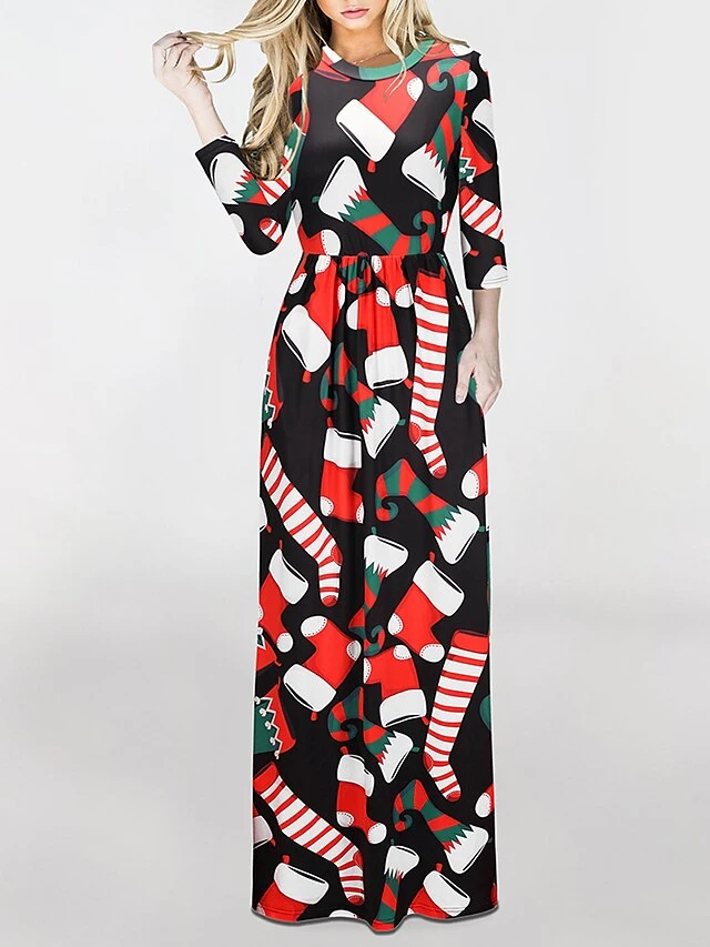 Women‘s Christmas Holiday Casual Vintage Dress Long Dress Maxi Dress Party Ruched Patchwork Santa Claus Crew Neck Long Sleeve Regular Fit Fall Winter 2023 Black White S M L XL 1 Women‘s Christmas Holiday Casual Vintage Dress Long Dress Maxi Dress Party Ruched Patchwork Santa Claus Crew Neck Long Sleeve Regular Fit Fall Winter 2023 Black White S M L XL