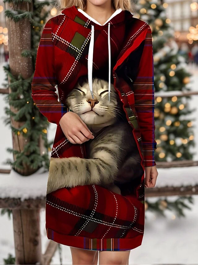 Women's Christmas Dress Hoodie Dress Mini Dress Warm Fashion Outdoor Christmas Holiday Hoodie Print Animal Geometric Loose Fit Wine Navy Blue Blue S M L XL XXL 1 Women's Christmas Dress Hoodie Dress Mini Dress Warm Fashion Outdoor Christmas Holiday Hoodie Print Animal Geometric Loose Fit Wine Navy Blue Blue S M L XL XXL