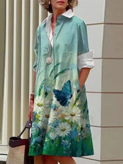 Women's Shirt Dress Casual Dress Midi Dress Outdoor Office Daily Polyester Fashion Modern Shirt Collar Button Pocket Long Sleeve Fall Winter 2023 Loose Fit ArmyGreen White Blue Floral S M L XL 2XL 7 Women's Shirt Dress Casual Dress Midi Dress Outdoor Office Daily Polyester Fashion Modern Shirt Collar Button Pocket Long Sleeve Fall Winter 2023 Loose Fit ArmyGreen White Blue Floral S M L XL 2XL -Casual Print Dress Sales arzrue1693226875269