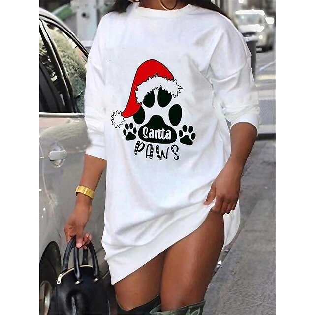 Women's Christmas Casual Dress T Shirt Dress Tee Dress Shift Dress Mini Dress White Long Sleeve Letter Print Winter Fall Autumn Crew Neck Fashion Daily Loose Fit 2022 S M L XL XXL 3XL 1 Women's Christmas Casual Dress T Shirt Dress Tee Dress Shift Dress Mini Dress White Long Sleeve Letter Print Winter Fall Autumn Crew Neck Fashion Daily Loose Fit 2022 S M L XL XXL 3XL