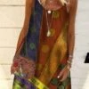 Women's Shift Dress Midi Dress Vintage Purple Vintage Green Vintage Gray Sleeveless Print Print Summer Spring Crew Neck Casual Daily 2023 S M L XL XXL 3XL 4XL 5XL