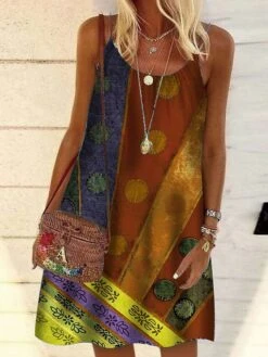 Casual Print Dress Sales 12 Women's Shift Dress Midi Dress Vintage Purple Vintage Green Vintage Gray Sleeveless Print Print Summer Spring Crew Neck Casual Daily 2023 S M L XL XXL 3XL 4XL 5XL