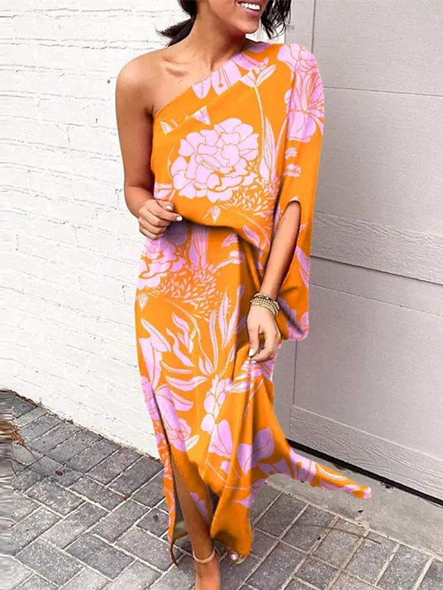 Women's Swing Dress Boho Dress Long Dress Maxi Dress Black Blue Purple Long Sleeve Floral Split Summer Spring One Shoulder Boho Winter Dress Fall Dress 2023 S M L XL XXL 3XL 2 Women's Swing Dress Boho Dress Long Dress Maxi Dress Black Blue Purple Long Sleeve Floral Split Summer Spring One Shoulder Boho Winter Dress Fall Dress 2023 S M L XL XXL 3XL - Image 2