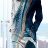 Women's Casual Dress Sweatshirt Dress Print Dress Marble Print Pocket Print Crew Neck Mini Dress Fashion Classic Daily Vacation Long Sleeve Loose Fit Blue Fall Winter S M L XL XXL