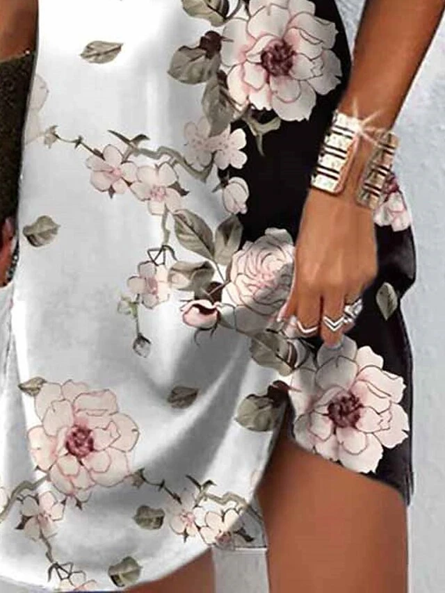 Women's Casual Dress Summer Dress Print Dress Floral Print V Neck Mini Dress Active Fashion Outdoor Date Short Sleeve Loose Fit White Summer Spring S M L XL XXL 3 Women's Casual Dress Summer Dress Print Dress Floral Print V Neck Mini Dress Active Fashion Outdoor Date Short Sleeve Loose Fit White Summer Spring S M L XL XXL - Image 3