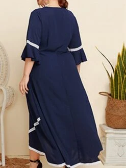 Women's Plus Size Curve Casual Dress Swing Dress A Line Dress Plain Long Dress Maxi Dress 3/4 Length Sleeve Patchwork Plus High Low Crew Neck Fashion Outdoor Dark Blue Fall Winter XL XXL 3XL 4XL 14 Women's Plus Size Curve Casual Dress Swing Dress A Line Dress Plain Long Dress Maxi Dress 3/4 Length Sleeve Patchwork Plus High Low Crew Neck Fashion Outdoor Dark Blue Fall Winter XL XXL 3XL 4XL -Casual Print Dress Sales awmgys1695266919447