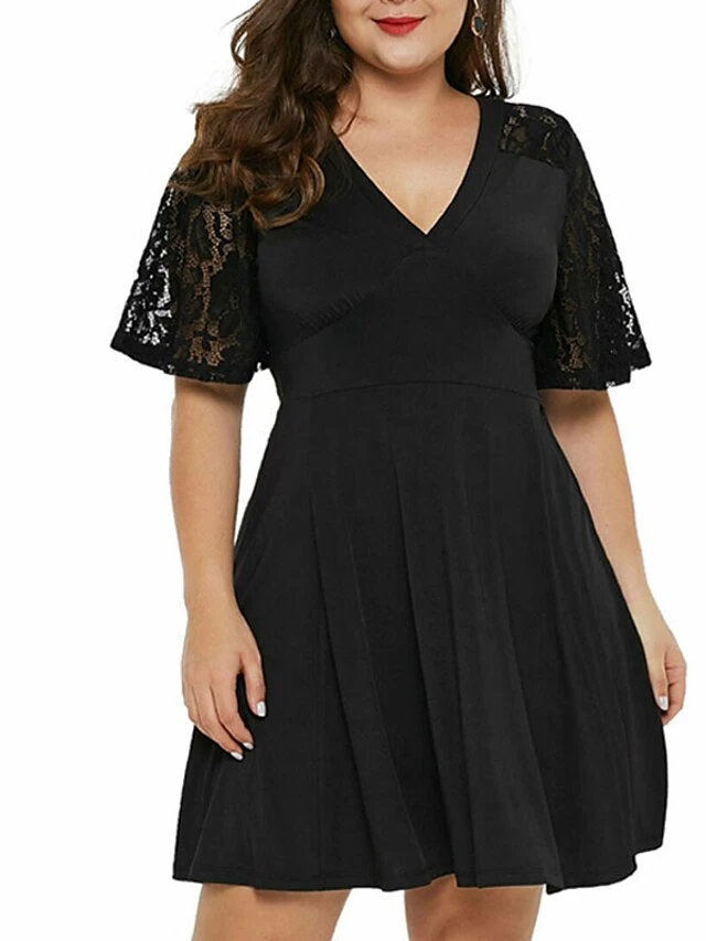 Women‘s Plus Size Curve Party Dress Solid Color V Neck Ruched Short Sleeve Fall Spring Casual Prom Dress Maxi Long Dress Casual Daily DressHomecoming DressLace 1 Women‘s Plus Size Curve Party Dress Solid Color V Neck Ruched Short Sleeve Fall Spring Casual Prom Dress Maxi Long Dress Casual Daily DressHomecoming DressLace