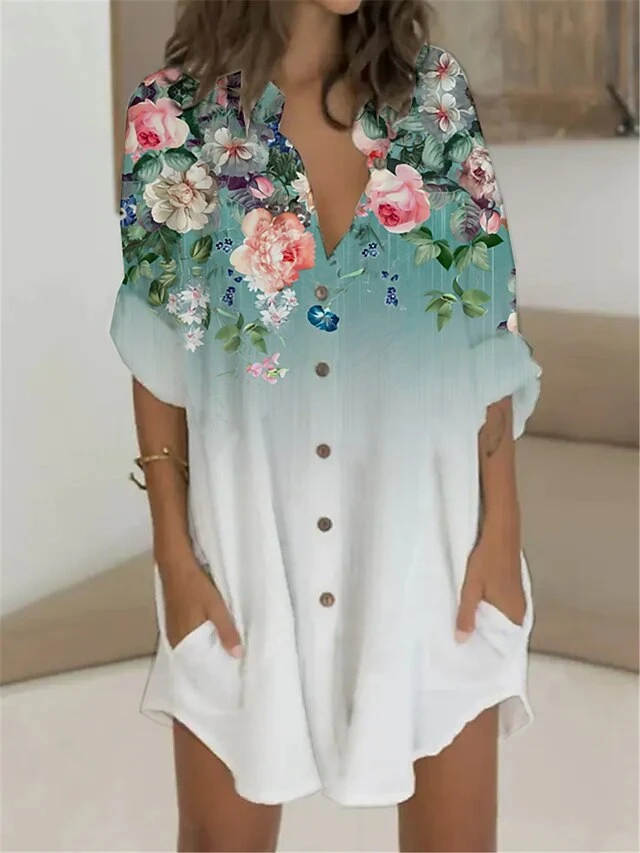 Women's T Shirt Dress Casual Dress Shift Dress Mini Dress Outdoor Daily Vacation Polyester Fashion Casual Stand Collar Button Pocket Long Sleeve Summer Spring Fall 2023 Regular Fit White Blue Green 1 Women's T Shirt Dress Casual Dress Shift Dress Mini Dress Outdoor Daily Vacation Polyester Fashion Casual Stand Collar Button Pocket Long Sleeve Summer Spring Fall 2023 Regular Fit White Blue Green