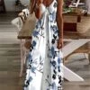 Women's Casual Dress Swing Dress A Line Dress Long Dress Maxi Dress White Blue Light Blue Short Sleeve Floral Print Summer Spring Spaghetti Strap Vacation 2023 S M L XL XXL 3XL