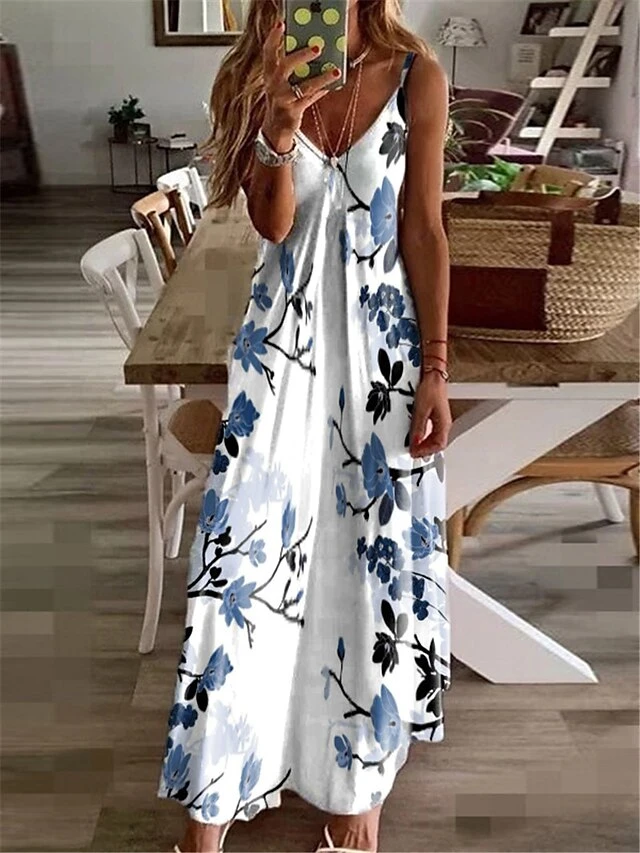 Women's Casual Dress Swing Dress A Line Dress Long Dress Maxi Dress White Blue Light Blue Short Sleeve Floral Print Summer Spring Spaghetti Strap Vacation 2023 S M L XL XXL 3XL 1 Women's Casual Dress Swing Dress A Line Dress Long Dress Maxi Dress White Blue Light Blue Short Sleeve Floral Print Summer Spring Spaghetti Strap Vacation 2023 S M L XL XXL 3XL
