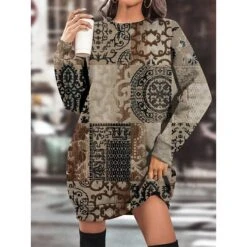Women's Casual Dress Sweatshirt Dress Winter Dress Floral Geometric Pocket Print Crew Neck Mini Dress Fashion Streetwear Outdoor Daily Long Sleeve Loose Fit Dark Brown Green Khaki Fall Winter S M L 7 Women's Casual Dress Sweatshirt Dress Winter Dress Floral Geometric Pocket Print Crew Neck Mini Dress Fashion Streetwear Outdoor Daily Long Sleeve Loose Fit Dark Brown Green Khaki Fall Winter S M L -Casual Print Dress Sales ayppsb1695719144460