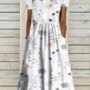Women's Casual Dress Summer Dress Print Dress Floral Pocket Print Crew Neck Midi Dress Fashion Streetwear Outdoor Daily Short Sleeve Loose Fit White Blue Dark Blue Summer Spring S M L XL XXL