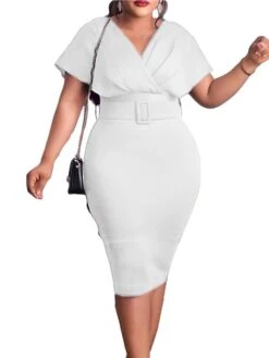Women‘s Plus Size Curve Easter Dress Work Dress Solid Color V Neck Short Sleeve Spring Dress Fall Work Formal Knee Length Dress Date Vacation Dress 21 Women‘s Plus Size Curve Easter Dress Work Dress Solid Color V Neck Short Sleeve Spring Dress Fall Work Formal Knee Length Dress Date Vacation Dress -Casual Print Dress Sales azlpmb1661334436834