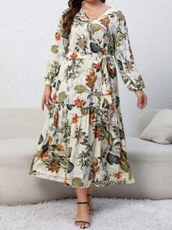 Women's Casual Dress Swing Dress Print Dress Leaf Floral Ruffle Print V Neck Long Dress Maxi Dress Fashion Streetwear Outdoor Daily Long Sleeve Regular Fit Blue Apricot Fall Winter XL XXL 3XL 4XL 19 Women's Casual Dress Swing Dress Print Dress Leaf Floral Ruffle Print V Neck Long Dress Maxi Dress Fashion Streetwear Outdoor Daily Long Sleeve Regular Fit Blue Apricot Fall Winter XL XXL 3XL 4XL -Casual Print Dress Sales bbrgks1697539481679