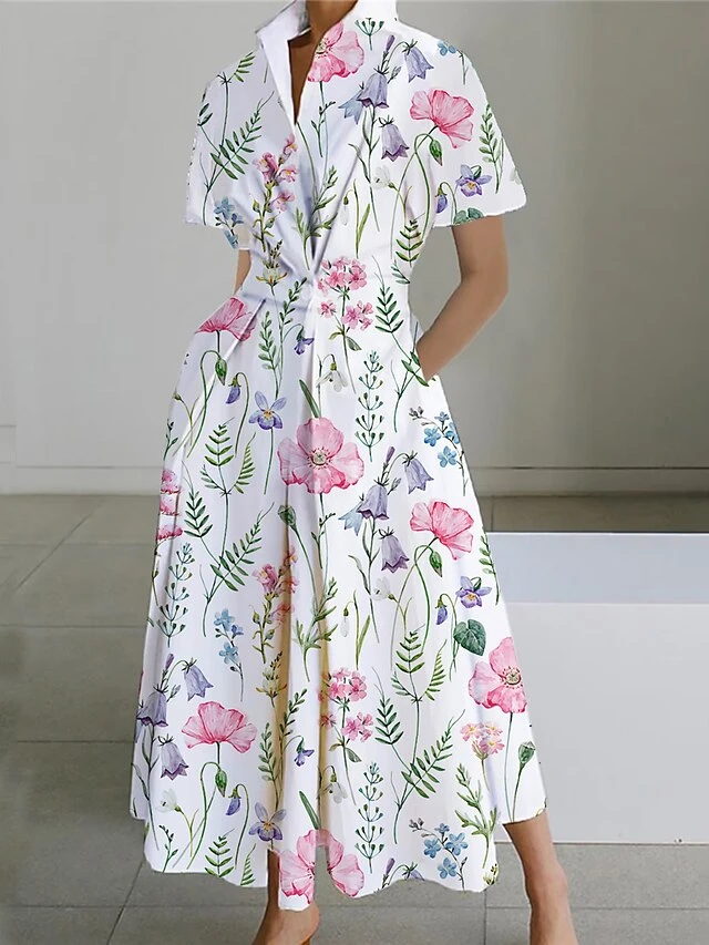 Women's Shirt Dress Casual Dress Swing Dress Maxi Long Dress Outdoor Office Daily Polyester Fashion Modern Shirt Collar Button Pocket Short Sleeve Summer Spring 2023 Loose Fit White Pink Navy Blue 2 Women's Shirt Dress Casual Dress Swing Dress Maxi Long Dress Outdoor Office Daily Polyester Fashion Modern Shirt Collar Button Pocket Short Sleeve Summer Spring 2023 Loose Fit White Pink Navy Blue - Image 2