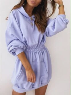 Women's Casual Dress Hoodie Dress Mini Dress Active Daily Outdoor Holiday Vacation Hoodie Pocket Solid Color Regular Fit Black White Pink S M L XL XXL -Casual Print Dress Sales bbyqgw1695027796549