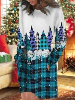 Women's Christmas Casual Dress Sweatshirt Dress Mini Dress Warm Fashion OutdoorHoliday Crew Neck Pocket PrintTree Snowflake Loose Fit Burgundy Blue Green S M L XL XXL 5 Women's Christmas Casual Dress Sweatshirt Dress Mini Dress Warm Fashion OutdoorHoliday Crew Neck Pocket PrintTree Snowflake Loose Fit Burgundy Blue Green S M L XL XXL -Casual Print Dress Sales bcpajd1695644570710