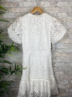 Women's Casual Dress Lace Dress White Dress Mini Dress Lace Up Street Holiday Vacation Fashion Streetwear V Neck Short Sleeve 2023 Slim White Color S M L XL XXL Size -Casual Print Dress Sales bcychl1685436062876