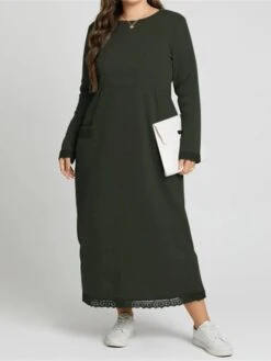 Women's Casual Dress Sweatshirt Dress Winter Dress Long Dress Maxi Dress Ruched Pocket Outdoor Daily Going Out Fashion Streetwear Crew Neck Long Sleeve 2023 Loose Fit Black Wine Purple Color S M L XL -Casual Print Dress Sales bdlxkm1693813477070