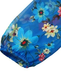 Women's Casual Dress Swing Dress Floral Dress Chiffon Spring Summer Dress Long Dress Maxi Dress Boho Dress Green Blue White 3/4 Length Sleeve Floral Print Crew Neck 2023 S M L XL XXL -Casual Print Dress Sales bimvsd1684222934830