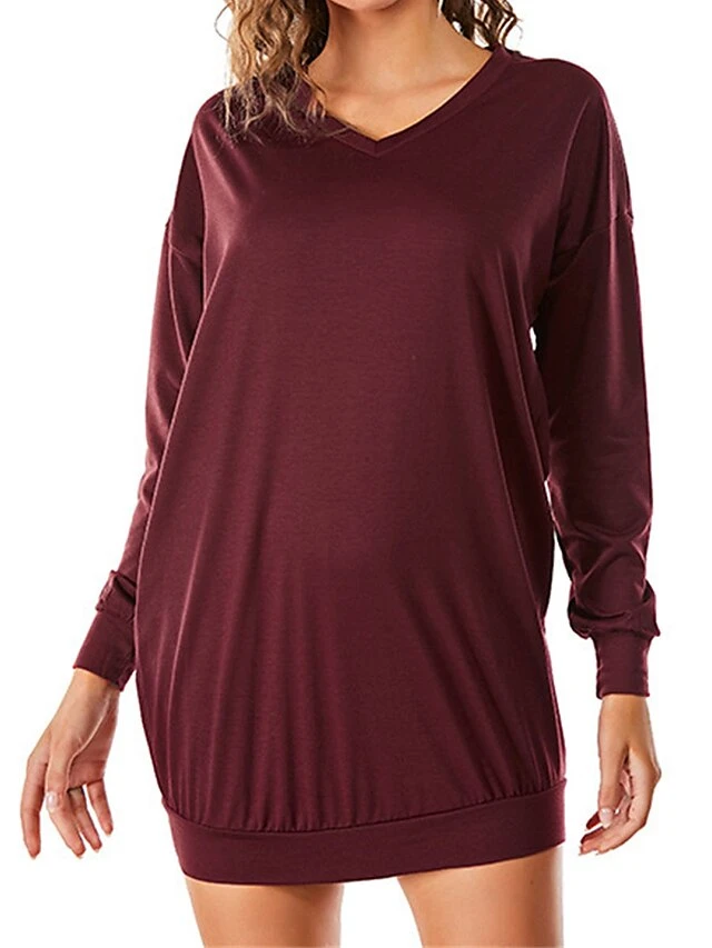 Women's Casual Dress Sweatshirt Dress Shift Dress Mini Dress Pocket Outdoor Street Daily Active Fashion V Neck Long Sleeve 2023 Loose Fit Black Wine Dark Grey Color S M L XL XXL Size 4 Women's Casual Dress Sweatshirt Dress Shift Dress Mini Dress Pocket Outdoor Street Daily Active Fashion V Neck Long Sleeve 2023 Loose Fit Black Wine Dark Grey Color S M L XL XXL Size - Image 4