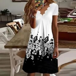 Women's Casual Dress Shift Dress Floral Dress Mini Dress Black And White Black White Short Sleeve Floral Print Summer Spring Scalloped Neck Fashion Vacation 2023 S M L XL XXL 3XL 31 Women's Casual Dress Shift Dress Floral Dress Mini Dress Black And White Black White Short Sleeve Floral Print Summer Spring Scalloped Neck Fashion Vacation 2023 S M L XL XXL 3XL -Casual Print Dress Sales bmvtsz1690784249488