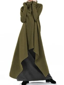 Women's Sweatshirt Dress Winter Dress Sweat Dress Long Dress Maxi Dress Black Wine Army Green Long Sleeve Color Block Patchwork Fall Winter Autumn Turtleneck Stylish Fall Dress Loose Fit 2023 S M L -Casual Print Dress Sales bnsuow1663049693900