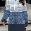Women's Casual Dress Hoodie Dress Winter Dress Stripe Print Hooded Mini Dress Fashion Streetwear Outdoor Daily Long Sleeve Loose Fit Blue Fall Winter S M L XL XXL