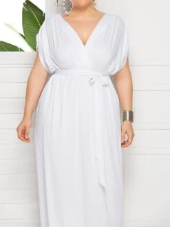 Women's Plus Size Curve Party Dress Sheath Dress Formal Dress Maxi Dress White Wine Royal Blue Short Sleeve Pure Color Lace Up Spring Fall Autumn V Neck Fashion Birthday Wedding Guest Vacation 33 Women's Plus Size Curve Party Dress Sheath Dress Formal Dress Maxi Dress White Wine Royal Blue Short Sleeve Pure Color Lace Up Spring Fall Autumn V Neck Fashion Birthday Wedding Guest Vacation -Casual Print Dress Sales bokysu1692178810542