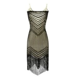 Women's Retro 1920s Fringe Dress Midi Dress Party Halloween Sequins Tassel Fringe Geometric Spaghetti Strap Sleeveless Regular Fit Spring Fall 2023 Silver Black S M L XL -Casual Print Dress Sales bootsk1692615915905