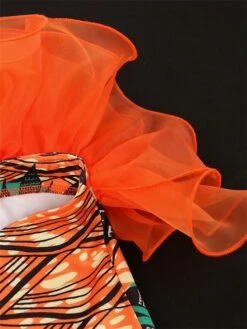 Women's Plus Size Curve Party Dress Bodycon Sheath Dress Floral Geometric Midi Dress Sleeveless Mesh Backless Strapless Fashion Party Orange Fall Winter XL XXL 3XL 4XL -Casual Print Dress Sales bqdwgg1694425970664