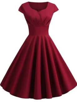 Women's Swing Dress Vintage Tea Dresses Midi Dress Black Yellow Pink Short Sleeve Pure Color Ruched Spring Summer Crew Neck Vintage Daily Weekend Slim S M L XL XXL 20 Women's Swing Dress Vintage Tea Dresses Midi Dress Black Yellow Pink Short Sleeve Pure Color Ruched Spring Summer Crew Neck Vintage Daily Weekend Slim S M L XL XXL -Casual Print Dress Sales bqegxk1599445941146