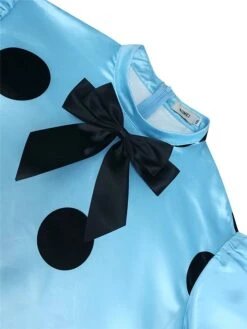 Women‘s Plus Size Curve Party Dress Cocktail Dress Wedding Guest Dress Midi Dress Blue Short Sleeve Polka Dot Patchwork Summer Spring Fall Stand Collar Fashion Wedding Guest Vacation 2023 -Casual Print Dress Sales bsqrsd1691042900571