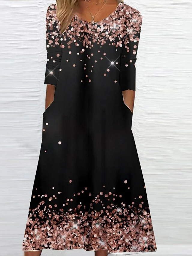 Women's Casual Dress Shift Dress Midi Dress Midi Dress Yellow Pink Purple 3/4 Length Sleeve Ombre Print Summer Spring Crew Neck Fashion Winter Dress Fall Dress 2023 S M L XL XXL 3XL 4XL 5XL 4 Women's Casual Dress Shift Dress Midi Dress Midi Dress Yellow Pink Purple 3/4 Length Sleeve Ombre Print Summer Spring Crew Neck Fashion Winter Dress Fall Dress 2023 S M L XL XXL 3XL 4XL 5XL - Image 4